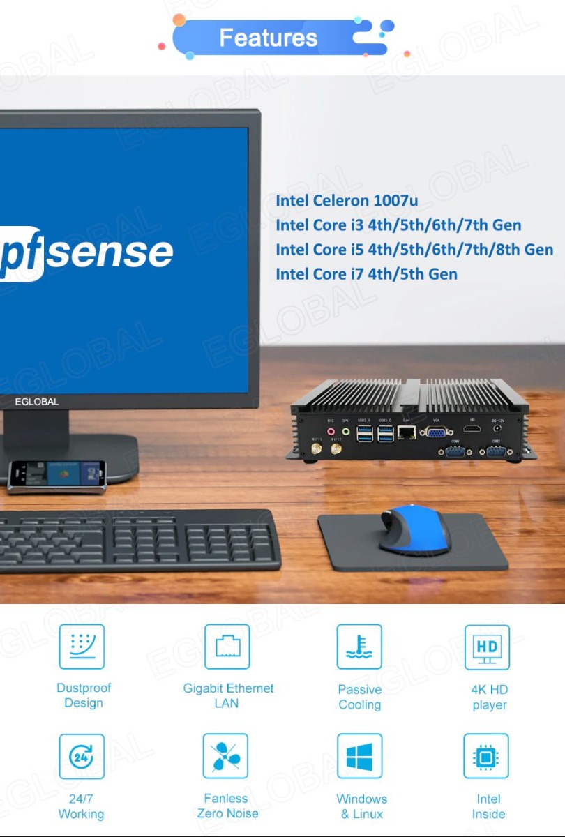 Image of powerful computer with passive cooling for industrial applications: in commerce, production, offices. Well equipped with interfaces for connecting different peripherals